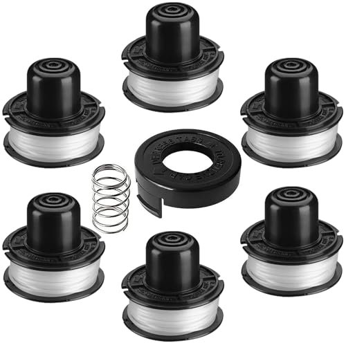 RS-136 String Trimmer Spool Line 20ft 0.065 Replacement for Black + Decker Weed Eater Bump AutoFeed Spool Compatible with RS-136-BKP ST1000 ST4000 ST4500 CST800 ST6800 GE600,6 Spool +1 Cap+1 Spring