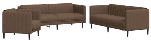 vidaXL 3-TLG. Sofagarnitur Braun Stoff