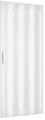 Porta a Soffietto in PVC Rigido Atossico - Kit Completo per Montaggio Fai da Te, Porta Scorrevole Interna, Guida Superiore e Maniglia, Riducibile in Altezza e Lunghezza, Reversibile, Bianca 84x215 cm.