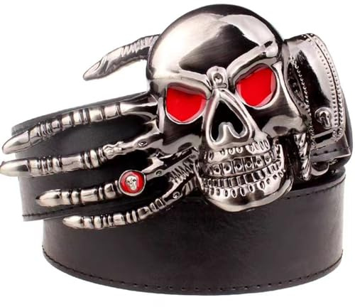 Schwarzer Gothic Skeletthand Ledergürtel Brauner Totenkopf Gürtel Punk Ledergürtel Größen Länge(A,130CM)