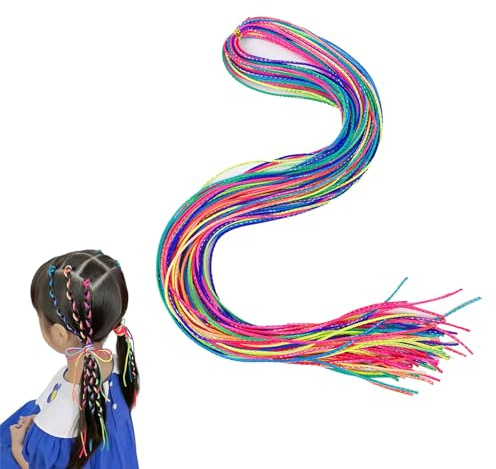 80 Bâtons Mèche Cheveux Couleur,Cordes de Cheveux Colorées pour Tresses,Cordes à Cheveux Tressées Colorées,Tresses de Cheveux Multicolores,Adaptés aux Enfants,Bricolage,Filles,Fêtes,Sports (85 cm)