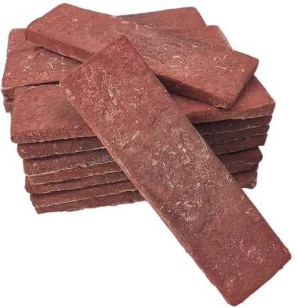 Jusmioke 20 Pcs Red Thin Wall Brick Veneers, 2.4 x 7.9 for Kitchen Backsplash, Fireplace, Living Room, Interior and Exterior Wall Decoration (3.5 sq.ft)