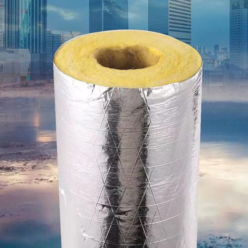 LRHELPBNR Papel De Aluminio Coquilla Aislante, Laminado Tubo Aislamiento Lana De Roca con Conductividad Térmica, para Tubos Fríos O Calientes(L 1M-273mm/10.7in,50mm)