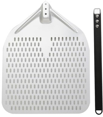 aichilra 14in Perforated Pizza Peel, Aluminum Pizza Paddle with Long Handle, Pizza Turner Server Pizza Oven Accessories for Baking Homemade Pizza