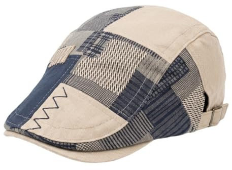 HIQIU Schiebermütze Herren Patchwork - Flatcap Herren Barret Cap Farbig Schirmmütze Vintage Baskenmütze Gatsby Newsboy Cap