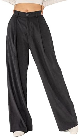 Nina Carter K901 Pantaloni da donna eleganti larghi – Pantaloni da palazzo fluenti tessuto leggero gamba larga pantaloni da inizio stagione, S