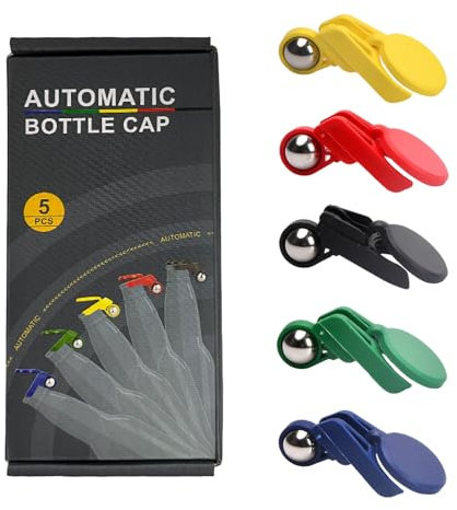 5 Stück Automatischer Weinflaschenverschluss, Schraubkappen für Bierflaschen, Insektenschutz für Flaschen, Mehrfarbige Flaschenkappen, Wiederverwendbare Flaschenverschlüsse, Schutz für Rotweinflaschen