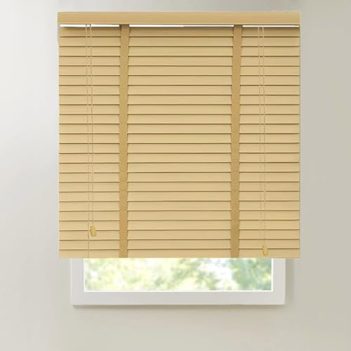 Lamellenvorhang Holzjalousie Vertikaljalousie, Verdunkelungsjalousie, Sonnenschutz 50mm Lamellen Horizontal Jalousien für Zuhause Büro, Jalousetten Innen(130W x 213H cm)