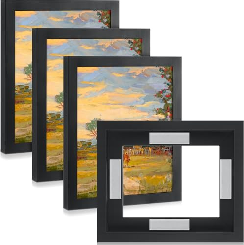 Qunclay 4 Pcs 8x10 Inch Canvas Floating Frame with Adhesive Strips, Black