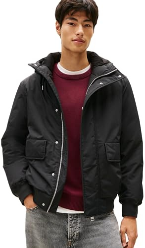 Tommy Jeans Uomo Bomber City Ready con Cappuccio, Nero (Black), M