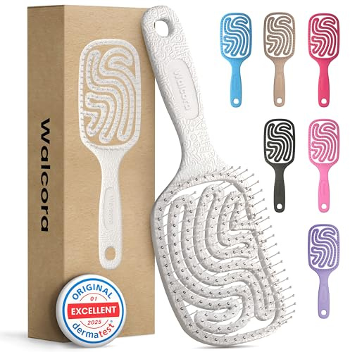Walcora Haarbürste ohne Ziepen – NEUHEIT 2026 – Entwirrbürste & Detangler Bürste für Damen, Herren & Kinder, für Locken, nasse, feine & lange Haare, Hair Brush - Weiß