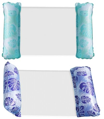 GVMJHYK 2 PCS Aufblasbares Hängematte Erwachsene Zusammenklappbar Blau Schwimmbett PVC Wasser Hängematte Lounge Floaties Schwimmhilfen für Sessel Pool Strand Wasserspielzeug