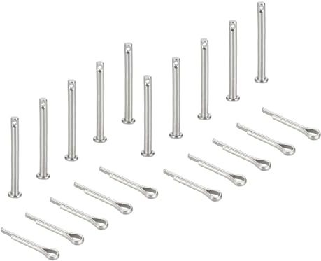 sourcing map Gabelkopfstifte, M3 x 30 mm, 304 Edelstahl, Einloch, Flachkopf, Anhängerkupplung, Verschlusssysteme mit Splinten für Möbelmontage, Anhänger, Rasenmäher, Silber, 10 Stück