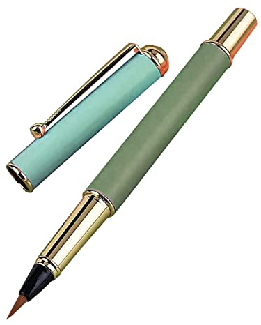 Pinceau de calligraphie chinoise en métal avec embout à piston rechargeable pour enfants et adultes