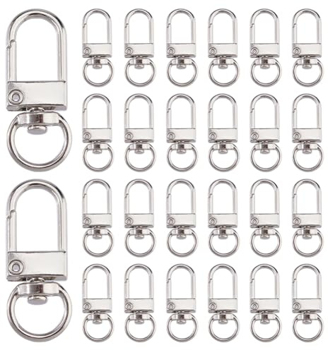 DICOSMETIC Lot de 50 fermoirs mousquetons pivotants en alliage en forme de U - Porte-clés en métal robuste - Petits fermoirs pour fabrication de lanières