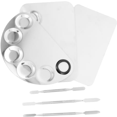 Homoyoyo 3 Sets Stainless Steel Nail Art Palettes Makeup Palettes DIY Nail Art Tools for Tray