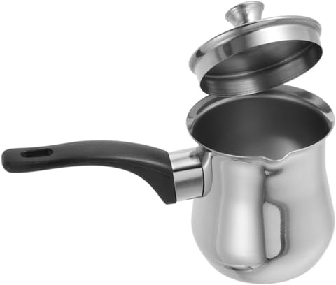 CONGARTENO 540ml Bricco con Coperchio in Acciaio Inox per Caffè Turco | Argento, Uso Familiare per Scaldare Latte, Facile Pulire, da Maneggiare e Versare