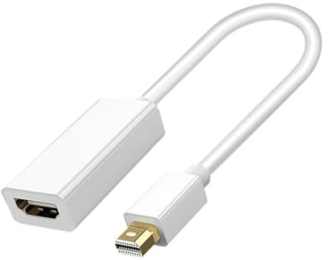 Adaptador de cable Mini DP a HDMI 1080p compatible con MacBook, Air, Thunderbolt, 2 DisplayPort a TV, monitor y proyector.(White Support 1080P)