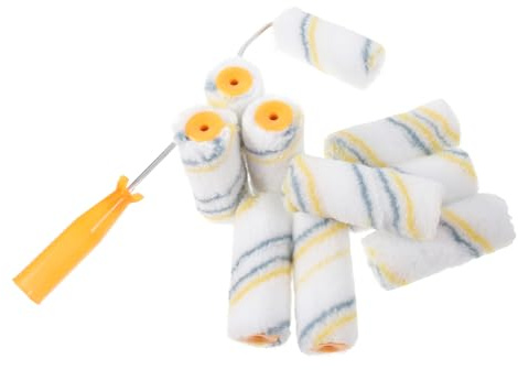 HOMSFOU Paint Roller Brush Mini Roller Brush Handle for Wall Painting Coating Decorators Tool for Store Dorm Use