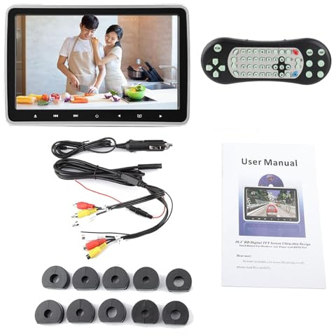 Lettore DVD da 10,1 pollici TFT HD per poggiatesta per auto, monitor portatile con clip, schermo LED con risoluzione RGB 1024 x 600 con caricatore CD, sincronizzazione del