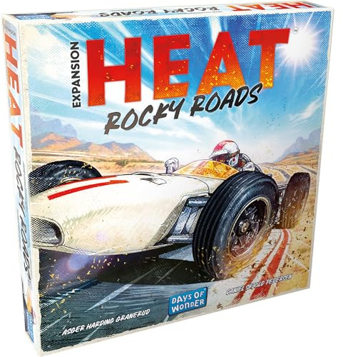 Asmodee Heat: Rocky Roads Brettspiel-Erweiterung – 2 neue Strecken, Meisterschaftssaison 1966, Gleitröcke, Mechaniker & neue Karten, Strategiespiel für Kinder und Erwachsene, ab 10 Jahren, 1–7 Spieler