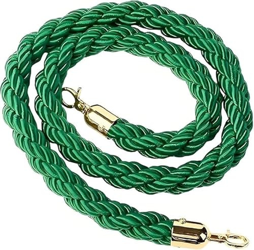 Absperrkordel Mit Goldfarbenem Haken, Sicherheitsseil Für Personenleitsysteme, Event-Eingänge, Warteschlangen, Eröffnungen, Hochzeiten, Hotels, Partys(Green,300 cm/9.84 ft)