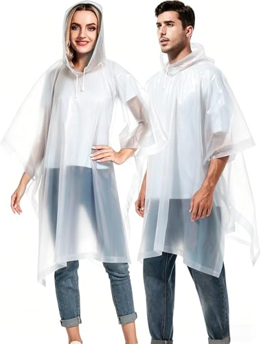 YLVXIG Rain Ponchos Reusable For Adults, Men Women Rain Coat,2Pcs | Lightweight, Hood,For Camping,Disney, Fishing, Theme Parks, Festivals