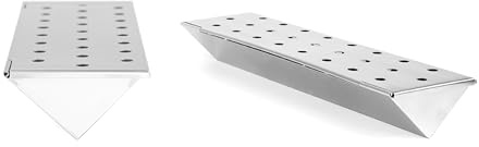 Charcoal Companion V-Shaped Heavy Duty Stainless Steel Smoker Box for Gas & Charcoal Grills - Nonstick BBQ Smoker Box with Lid for Wood Chips, Pellets, Chunks - Ideal for Smoking Meat & Fish (Silver)