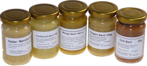 Wiedemer - Gourmet Senf Set Raclette fünf unserer beliebten Senf-Variationen von süß bis scharf in einem Set - 5 x 100ml