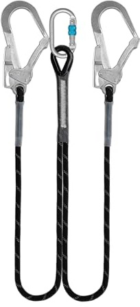 Irudek NEXION 259 – Longe Double de Connexion sans Absorbeur – EN 354 – Corde 12 mm – Crochets 50 mm – Longueurs 1 m / 1,8 m – Élément de Maintien – NFC Ready