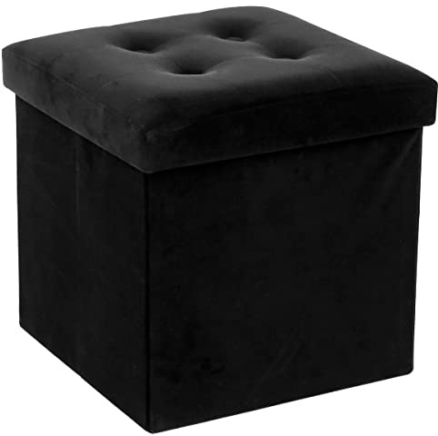 Svart sammet vikbar puff Lysander