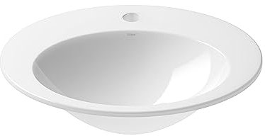 Alape˘ EB.O500H Einbaubecken, Waschbecken aus glasiertem Stahl in weiß mit antibakterieller Oberfläche, oval 50 x 11,05 x 40 cm, mit Hahnloch, ohne Überlauf