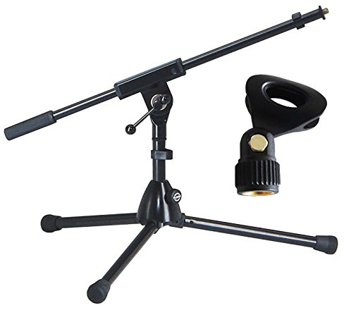 K&M 259/1 Mikrofonstativ klein niedrige Bauweise + keepdrum MH10 Mikrofon-Klammer