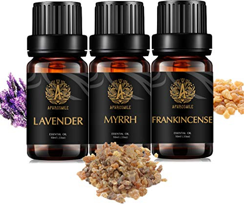 100% reine Weihrauch ätherisches Öl Set für Diffusor, 3X10ml therapeutische Qualität Myrrhe ätherisches Öl Kit für Massage, Aromatherapie Lavendel ätherische Öle Set für Kerzenherstellung