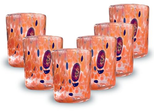 Gocce di Murano Juego de 6 vasos de licor de lluvia arcoíris elaborados a mano según la tradición de los artesanos de Murano, coloridos, paquete de vasos elegantes y preciosos, fabricados en Italia