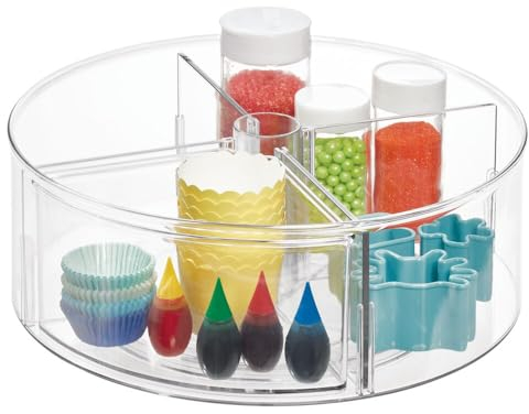 InterDesign The Home Edit 29.2cm Lazy Susan Drehteller mit 4 verstellbaren, geteilten Fächern, klar, recycelt