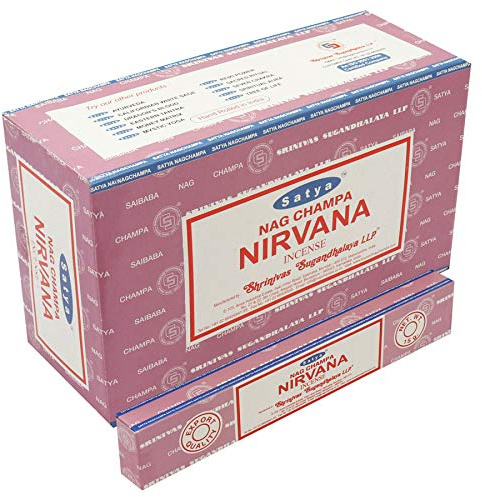 SATYA Nag Champa Nirvana Agarbatti | Varillas de incienso Masala, 12 paquetes de 15 gramos cada uno en una caja | Producto de calidad de exportación