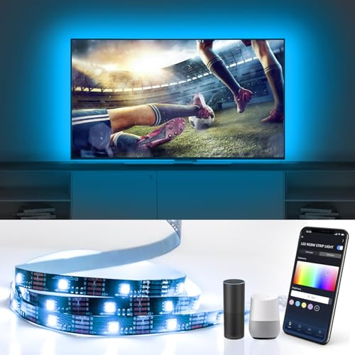 Aigostar TV Beleuchtung Alexa 2 m, RGB WiFi LED TV Backlight with 28-Button IR Fernbedienung for 32-60 Inch TV and PC, Compatible with Alexa/Google Home, Musik Sync, 16 Million Colours