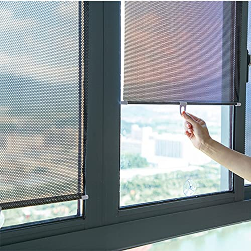 Sonnenschutz Rollo Verdunkelungsrollo Mit Saugnapf,Fensterrollo Rollo Dachfenster,Sichtschutz Einziehbarer,Sonnenblende,Temporäre Jalousien,Für Balkon,Fenster,Badezimmer,Küche,Büro,Auto (58x125cm)