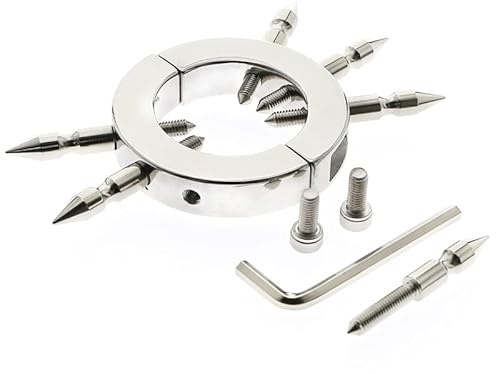 CBT Penisringe Stachelbugelstreck Hodensack Testis Anhänger Übung Hahnring Zurückhaltung BDSM Folter for Männer, Penisringe