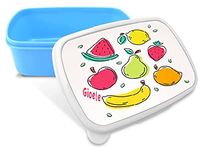 Portapranzo per Bambini Idea Regalo Personalizzato con Nome tema Frutta contenitore per pranzo bambini ragazzi Scuola Asilo Elementari Medie Compleanno Natale LunchBox porta merenda design colorato