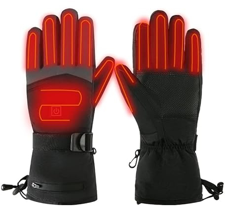 Beheizbare Handschuhe mit akku, 1.5V 5000 mAh Elektrische Heizung Handschuhe mit Touchscreen LED Skihandschuhe für Herren Damen Thermohandschuhe Wiederaufladbare Beheizte Winterhandschuhe
