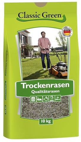 Classic Green Erba secca da 10 kg | semi di prato resistente alla siccità, erba secca e ombra, semi di erba a germinazione rapida, ideali come semi per sport e prato da gioco, per robot tosaerba, 1 kg