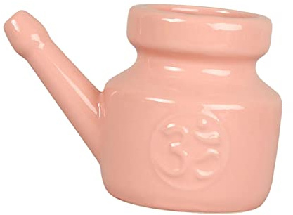 perfk Céramique Facile à Nettoyer Voyage Portable Nez Nettoyage Pot pour Nettoyage Nasal Rinçage Nasal Nez Lavage 350ml, Rose