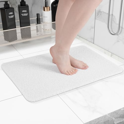 Hargiis Non-Slip Bathtub Mat, Anti Slip Shower Mat, Fast Drying Bathtub Mats, Foot Scrubber Mat, Anti Slip Mat for Tub, Floor, Bathroom, Kitchen, Home, Hotel (White 24×16)