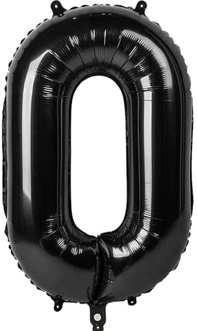 Ponmoo 40 Zoll Foil Luftballon Zahl 0 Schwarz (101cm), Aufblasbares Helium oder Luft, Riesige Folienballons Nummer 0-9, Große Ballons für Hochzeitstag und Geburtstagsparty Ballon Dekoration