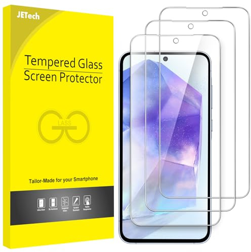 JETech Skärmskydd för Samsung Galaxy A55 5G 6,6-Tums, 9H Härdat Glasfilm, Anti-skrapa, HD Klar, 3-Paket