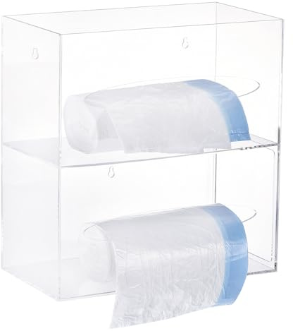 Uxcell Distributeur de sacs poubelles en acrylique double face pour sac poubelle, sac d'épicerie, sac de courses (67,3 x 13,7 x 26 cm)