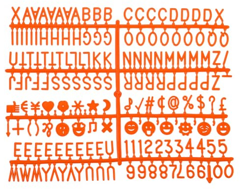 QUARKZMAN Lettres en Feutre pour Tableau, Lettres, Chiffres et Symboles Orange de 3/4 Pouce pour Panneaux de Messages en Plastique Modifiables, Décoration, Lot de 4 Pièces