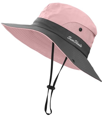 KIRAAT Damen Pferdeschwanz Sommer Sonnenhut, UV-beständig, faltbares Netzgewebe, breite Brim Strand Angelmütze